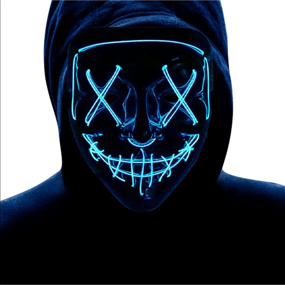Halloween Mask Light Up, Purge Mask, Scary LED Mask for Kids/ Men/ Women